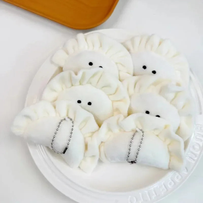 1/5pcs Soft Plush Dumpling Keychains Stuffed Cartoon Cute Creative Pendant Key Ring Food Bag Decorations Girls Backpack Charm