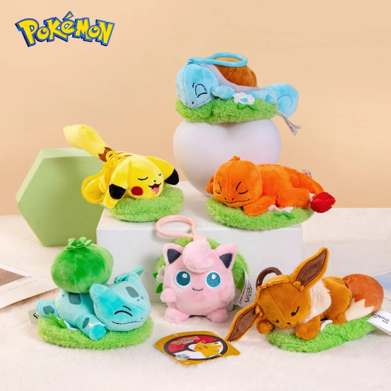 Pokemon Snorlax Pikachu Eevee Jigglypuff Bulbasaur Keychain Plush Toy Cartoon & Cute Backpack Pendant Children's Gift