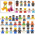 Big Size Figures Building Block Doll Family Farmer Pirate Worker Doctor Policemen Large Brick Compatible Build House Duploes Toy