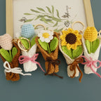 Exquisite Bouquet Series Crochet Keyrings Wholesale Handmaking Bouquet Keychain For Bag Pendant Knitting Flower Keyrings Custom