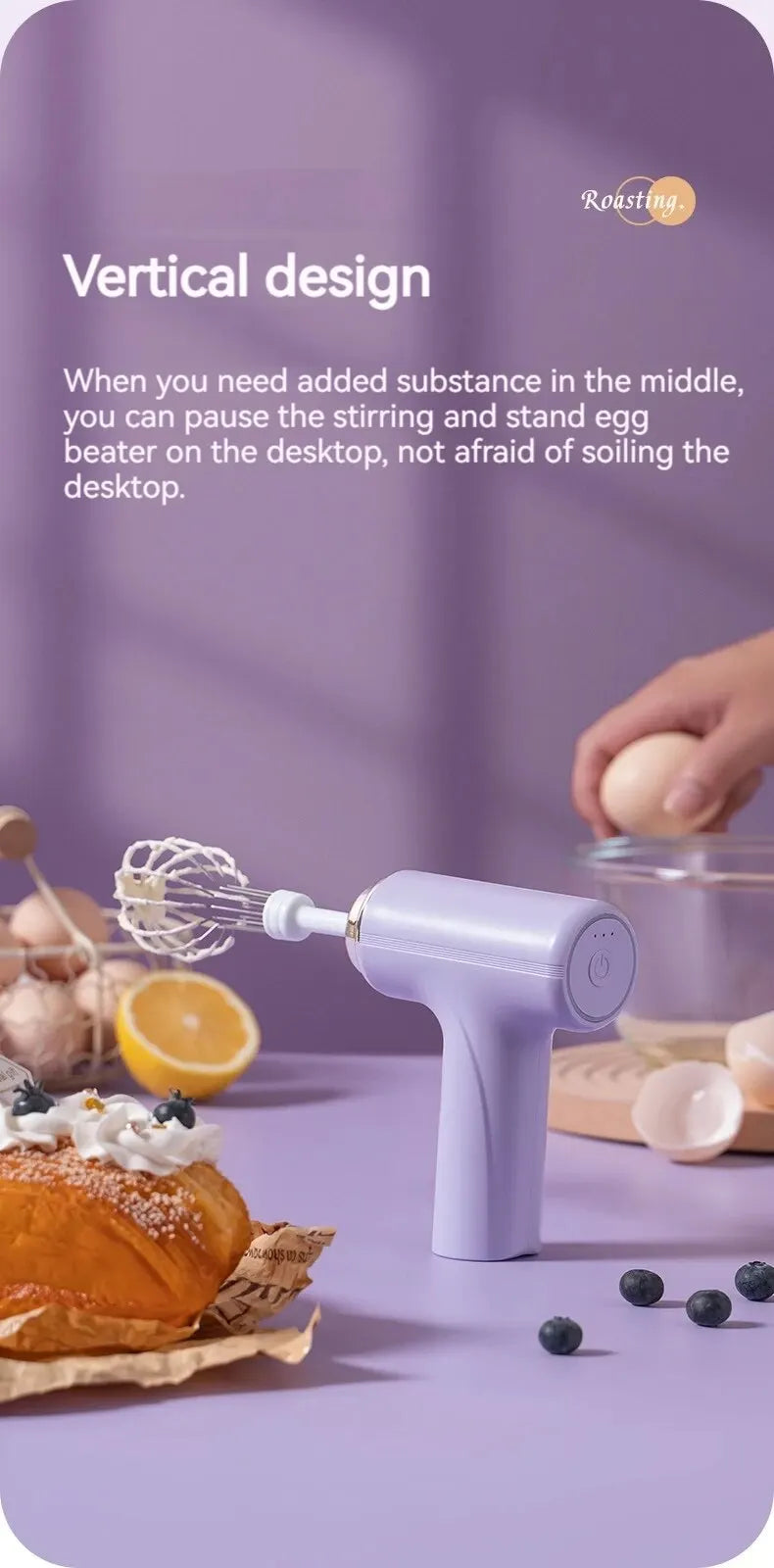 1pc Wireless Electric Food Mixer Portable 3 Speeds Egg Beater Baking Dough Cake Cream Milk Frothers Kitchen Tools