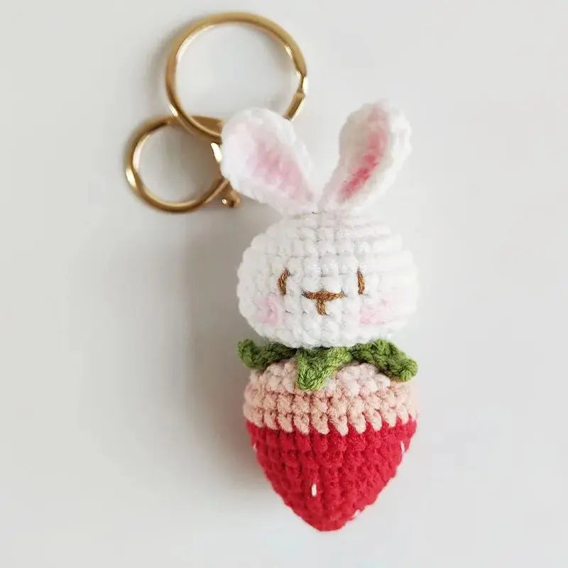 Cute Rabbit Doll Crochet Keyrings Handmaking Knitting Rabbit Keychains Cartoon Carrot Rabbit Keyrings Pendant Custom Accessories