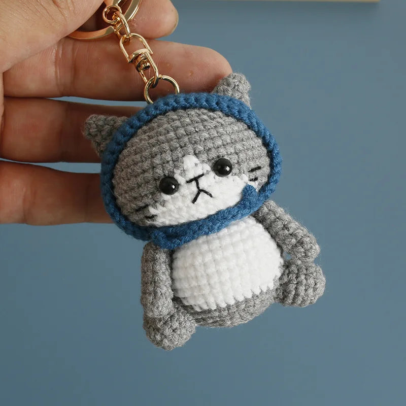 Exquisite Kitten Doll Crochet Keychain For Bag Pendant Knitted Small Cat Doll Keyrings Cute Kitten Keychain Custom Accessories