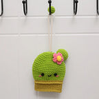 Cute Crochet Cactus Keychain For Keys Storage Bag Keyring Knitting Ladybug Bag Keyrings Wholesale Custom Car Keychain Accessory