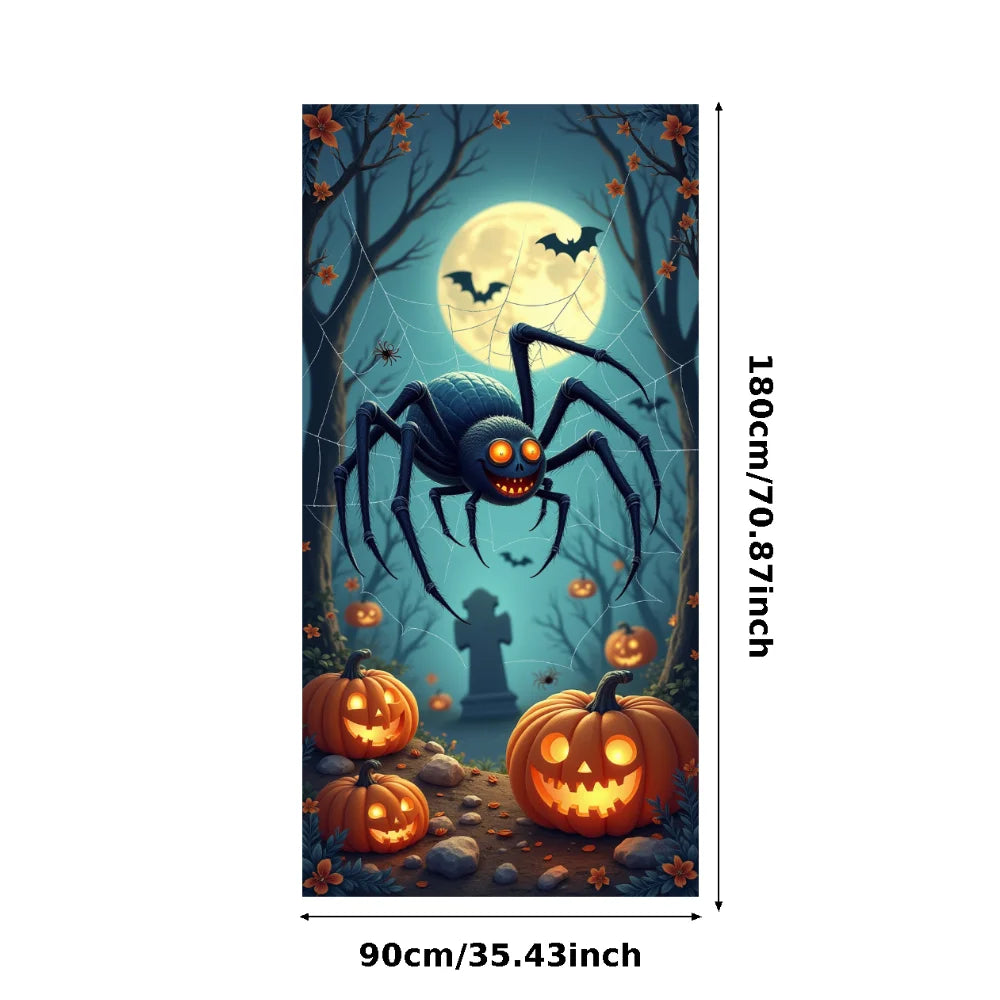72.83x35.43 Inch Halloween Door Banner Polyester Ghost Hospital Scary Head Scene Decoration Halloween Party Supplies Photography