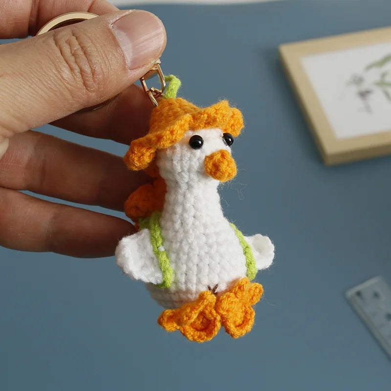 Cute Parrot Series Handmake Crochet Keychain Creative Small Bird Doll Keyring Gifts Knitted Parrot Keychain Custom Accessories