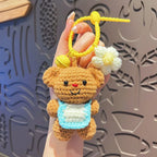 Bear Backpack Keychains Cartoon Knitted Doll Toys Handmade Crochet Keychain Portable Crochet Bear Bag Charm Key Chain Pendant