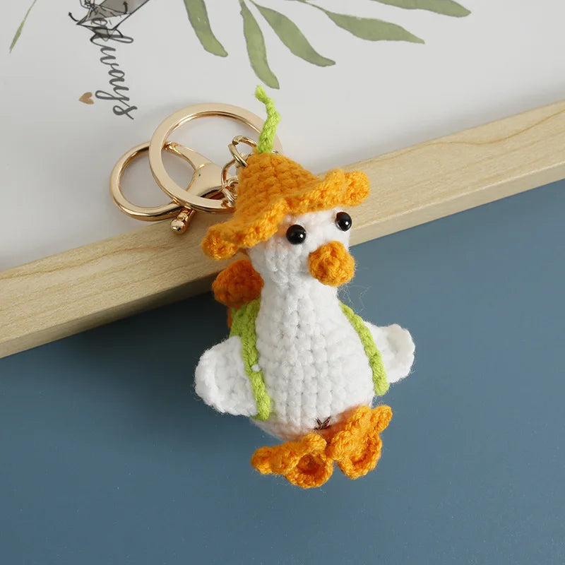 Cute Parrot Series Handmake Crochet Keychain Creative Small Bird Doll Keyring Gifts Knitted Parrot Keychain Custom Accessories