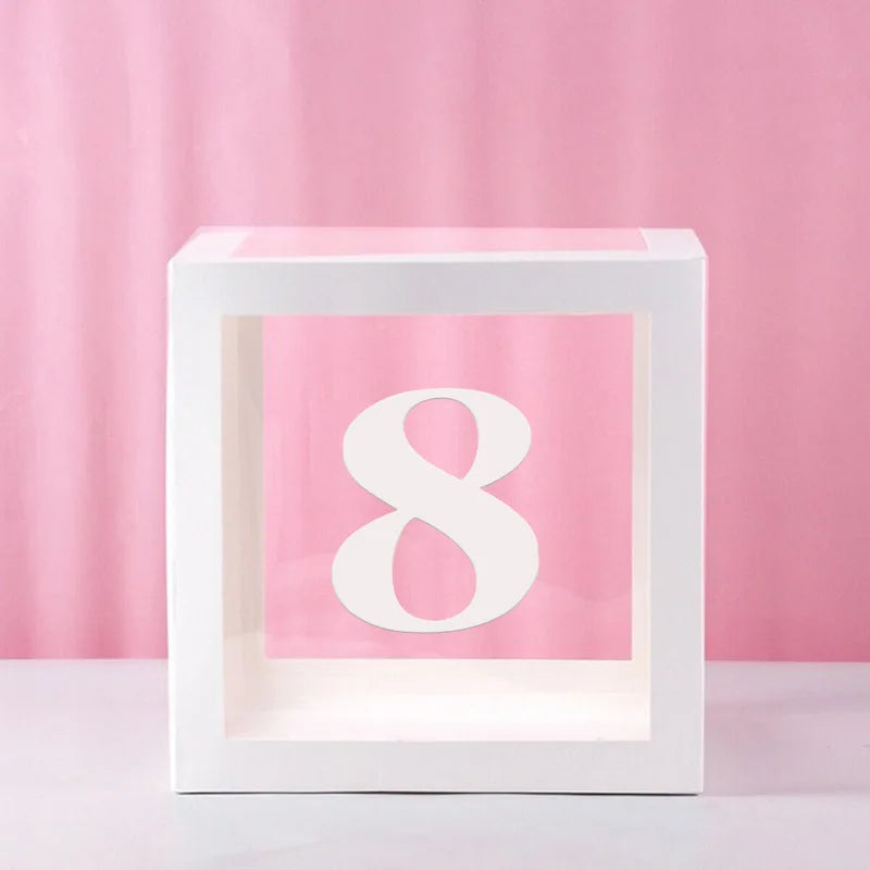 Transparent Letter Balloon Box Baby Shower Decorations Happy Birthday Wedding Decor 1st Birthday Party Supplies Balloon Box