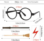 Wizard Wand Party Favors,Wand Pencils,Witch Broom Pencils,Lightning Tattoos,Glasses,Halloween Cosplay Accessories