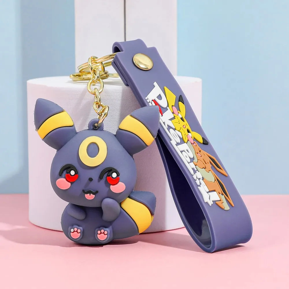 Eevee Keychain Evolution Set, Flareon Jolteon Vaporeon Plush Keychain, Pokémon Eeveelutions Key Ring for Fans