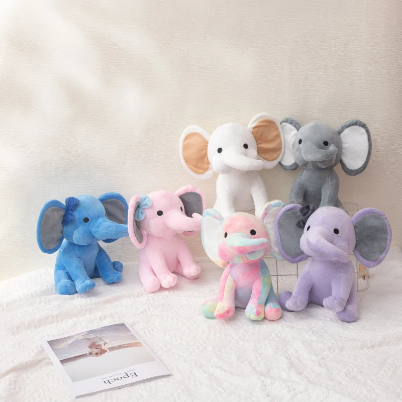 25cm/9.84in Soft Elephant Plush Stuffed Animal - Cute Fluffy Colorful Plush Toy (Multiple Colors: Pink/Blue/Purple/Rainbow) - Id