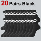 5/10/20 Pairs Neutral Solid Color Round Neck Socks Spring Summer Sweat Absorbing Breathable Comfortable All-season Sports Socks