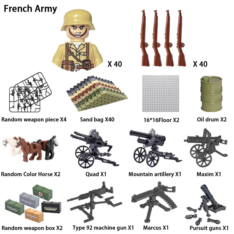 40/set World War II military building blocks National army soldier Character weapon assembly building block Children's toy gifts