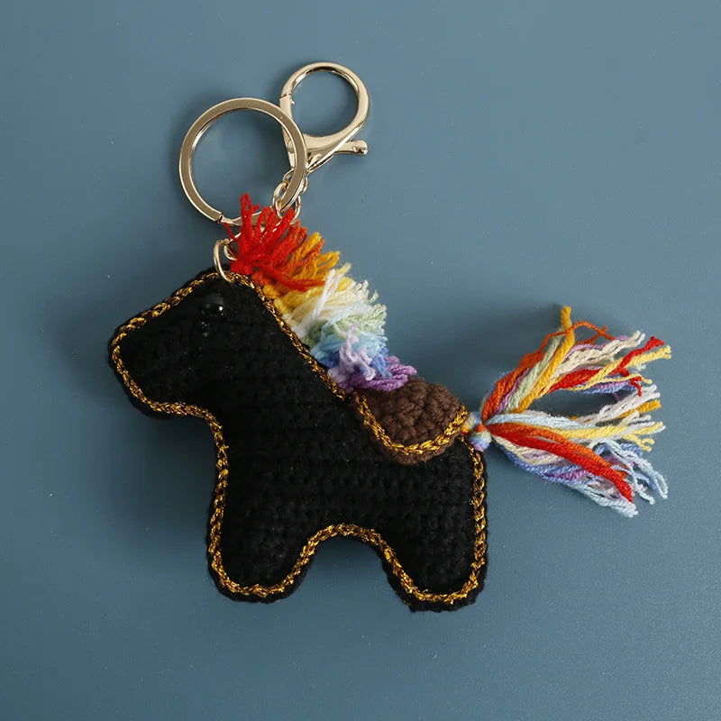 Funny Zebra Crochet Keyrings For Bag Pendant Handmake Animal Doll Knitting Keychain Cute Sheep Keyrings Gifts Custom Accessories