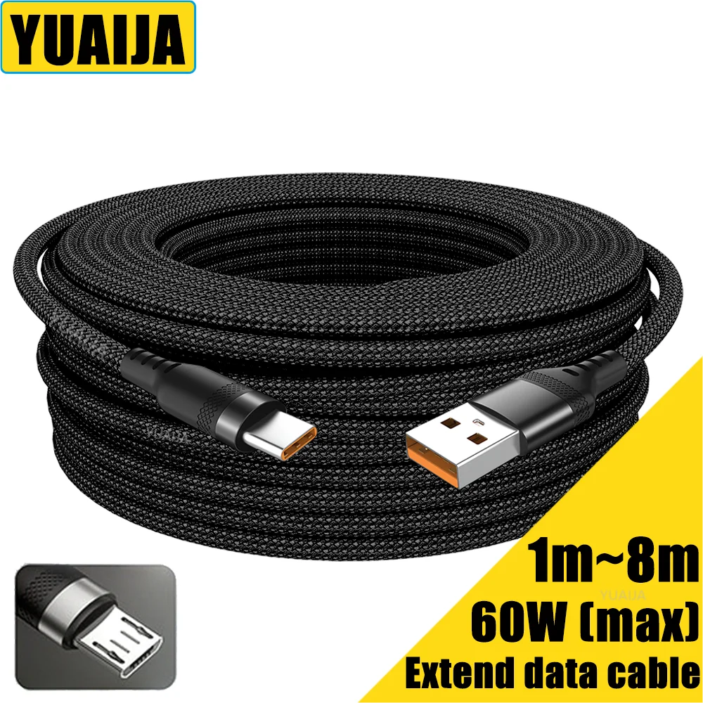 USB Type-C Extended 2M 3M 5-Meter Android Micro USB Fast Charging Cable For Huawei Xiaomi Vivo Oppo And Leeco Phone Data Cable