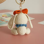 Cute Mushroom Rabbit Crochet Keychains Handmaking Crochet Cartoon Rabbit Doll Keyring For Bag Pendant Knitted Animal Doll Custom