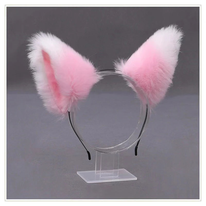 Lolita Animal Cat Fox Ear Hair Hoops Cosplay Girls Halloween Anime Headbands Headwear Hair Accessories