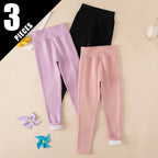3/1 Piece Set For Autumn And Winter Children Solid Color Medium High Waist Thick Leggings Boys And Girls Fleece Warm Casual Pant
