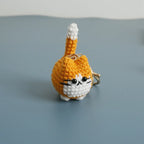 Handmaking Crochet Kitten Keyrings Cute Smiling Cat Doll Crochet Keychain Cartoon Kitten Series Knitting Doll Keychain Custom