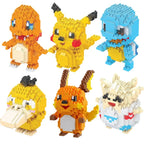 Pokemon Building Blocks Small Cartoon Mini Block Pikachu Charizard Eevee Mewtwo Anime Assemble Action Model Dolls Boys Toys