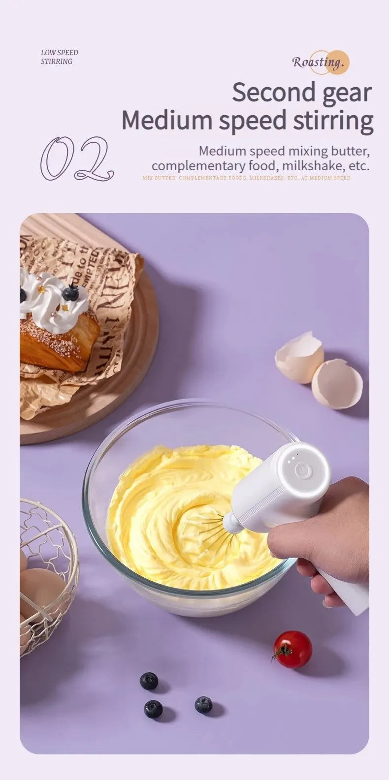 1pc Wireless Electric Food Mixer Portable 3 Speeds Egg Beater Baking Dough Cake Cream Milk Frothers Kitchen Tools