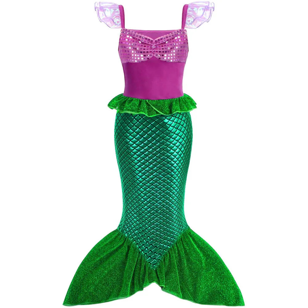 Girls Cosplay Lovely Little Mermaid Ariel Prom Princess Costumes Kids Summer Casual Dress Halloween Birthday Party Dress Up 2026