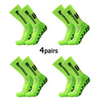 4Pairs/Lot 2024 New ANTI SLIP Tapedesign Football Socks Mid Calf Non-Slip Soccer Sport Cycling Sports Mens Sock EU38-45
