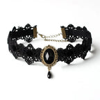 1PC Halloween Black Lace Necklace Vintage Court Gothic Personalized Black Gemstone Suitable for Party and Festival Gifts-802144
