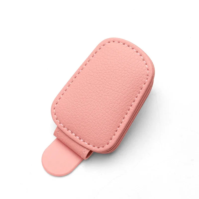 1/2Pc Sunglasses Holder Is Suitable for Car Sun Shades Magnetic Leather Sunglasses Clip and Ticket Clip Car Sunshade Accessories