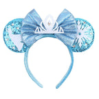 Frozen Elsa Mickey Mouse Ear Headband Sparkling Purple Bow Hair Hoops for Party Valentine Day Gift Holiday Hair Accessories