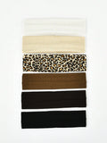 6-Pack Sports Sweatband Headbands – Solid Color & Leopard Print