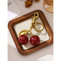 Unique Shiny Cherry Shaped Pendant, New Cherry Crystal Pendant, Keychain Pendant, Cherry Decor Keychain With Clasp, Shiny Resin Product, Suitable As Bag Accessory, Suitable For Women Handbag