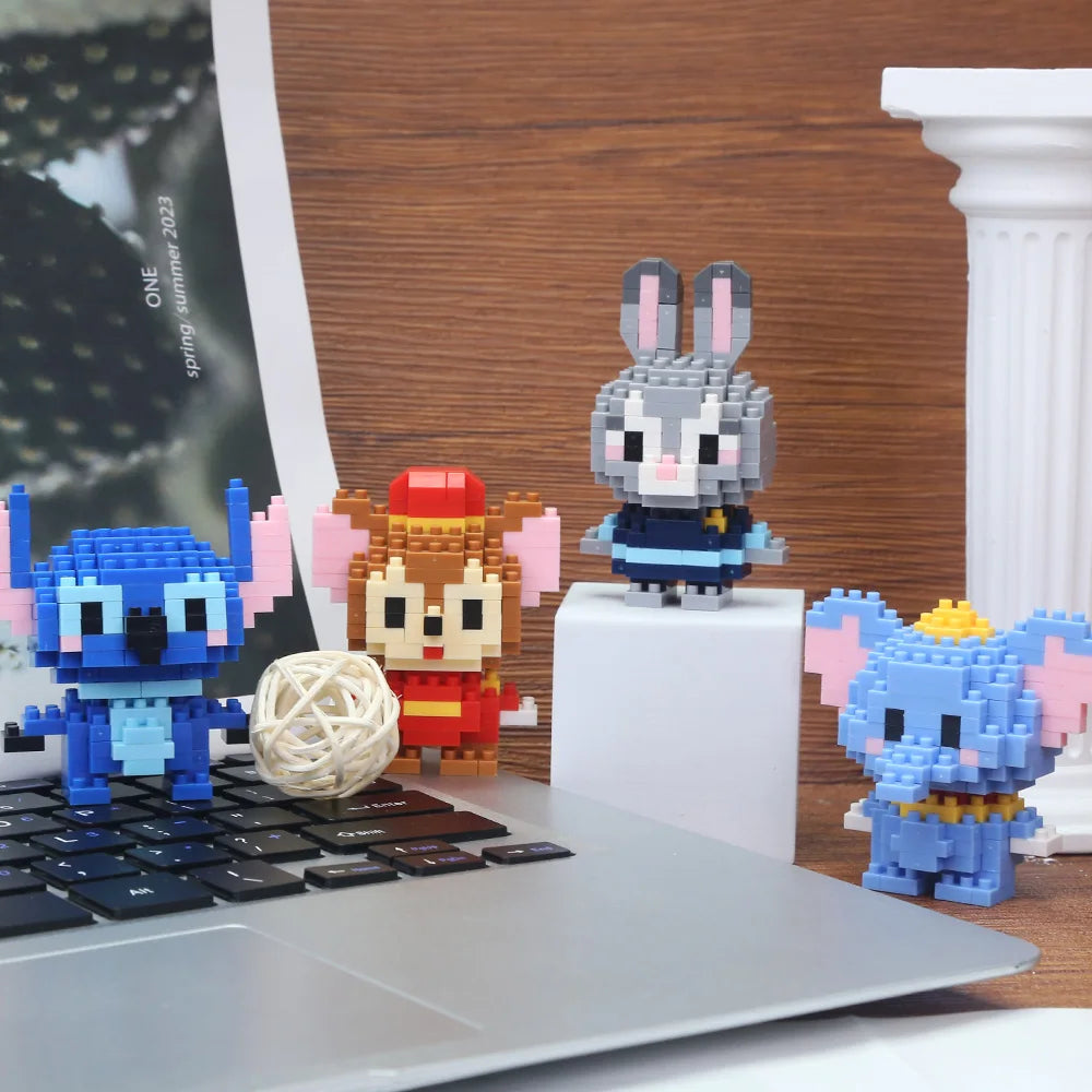Disney Stitch Building Blocks Anime Kawaii Cartoon mini Action Children's Figures Blocks Bricks Assemble DIY Toys Gift for Kids