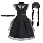 Girl Costume Kids Cosplay Black Witch Princess Dress Children Pageant Dinner Dress Girl Halloween Party Dancing Clothing
