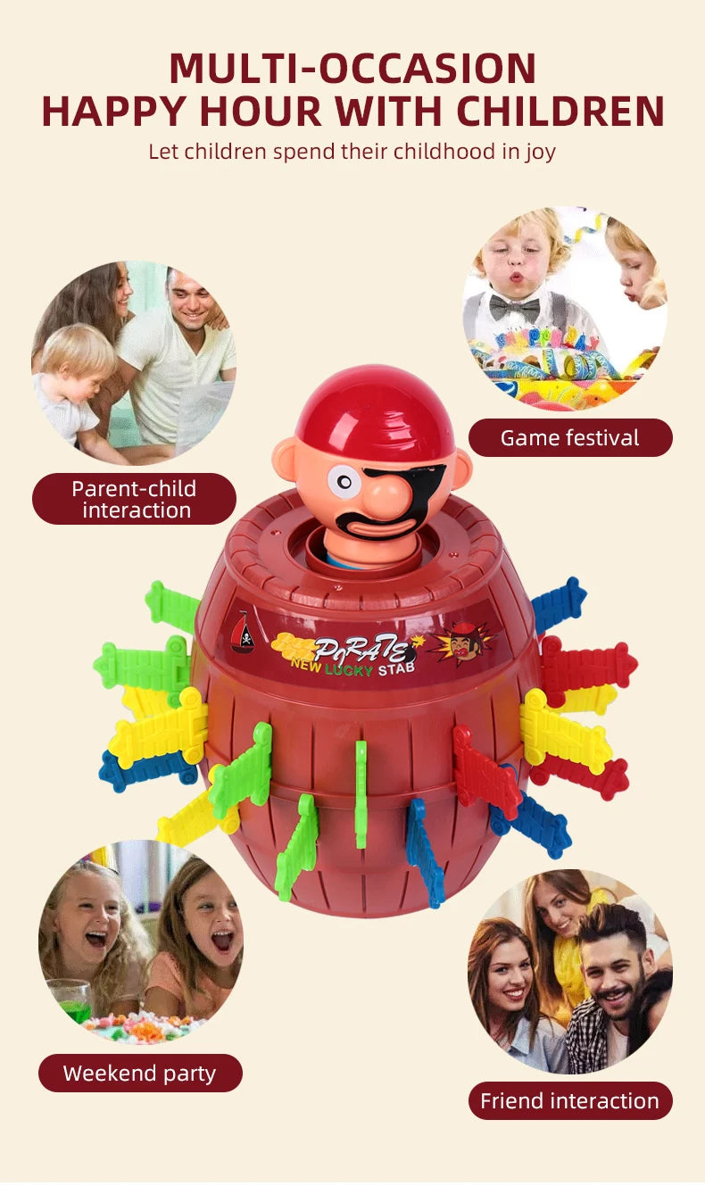 Prank Pirate Bucket with Sword, Shark Attack Bucket, Finger-Biting Table Toy.