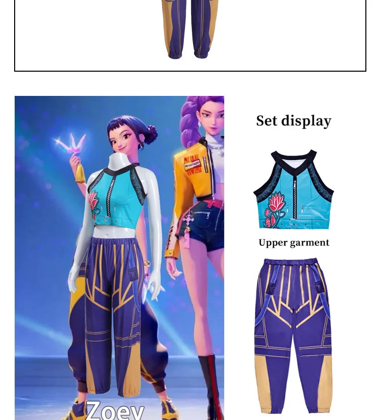 Girls Zoey Cosplay Girl Group Rumi Kids Costume Mira Outfit Favorite Stage Performance Clothes Halloween Animated Movie Dress Up