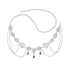 Retro Silvery Alloy Hollow Moon Pendant Forehead Headpiece for Women Boho Ethnic Indian Hippie Party Hair Accessories Jewelry