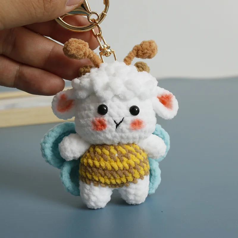 Funny Sheep Doll Crochet Keychains Custom Crochet Cartoon Animal Doll Series Keyring Knitting Bee Doll Cute Keychain Wholesale