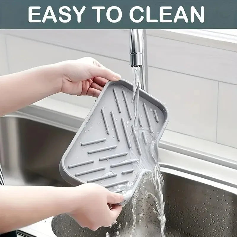 Silicone Faucet Mat Sink Tray Soap Dispenser Sponge Drain Pad Sink Scrubber Brush Storage Rack Kitchen Organizer