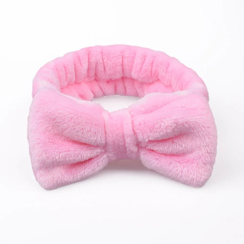Women Solid Bow Headbands Coral Fleece Makeup Spa Wash Face Turban Head Wrap Girls Hair Towel Accessories Head Band Hairbands