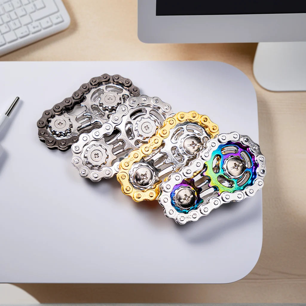 Rainbow Fidget Spinner Zinc Alloy Mechanical Bike Chain Gear Sprocket Flywheel Silent Hand Spinner Iridescent Colorful Stress