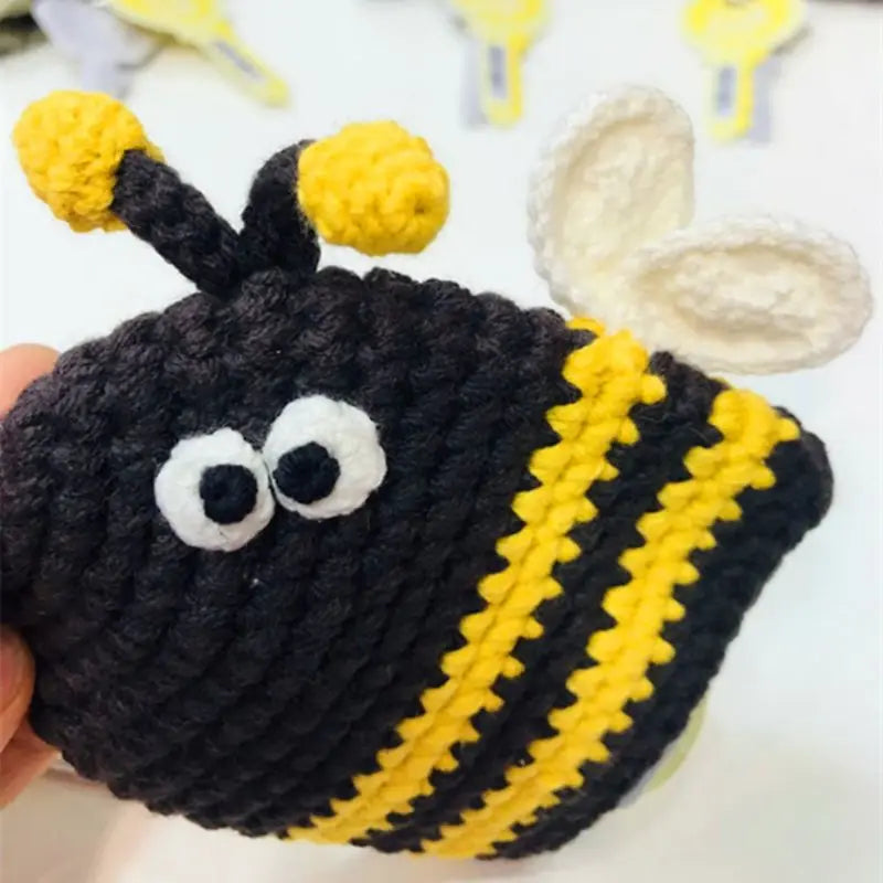 Cute Crochet Cactus Keychain For Keys Storage Bag Keyring Knitting Ladybug Bag Keyrings Wholesale Custom Car Keychain Accessory
