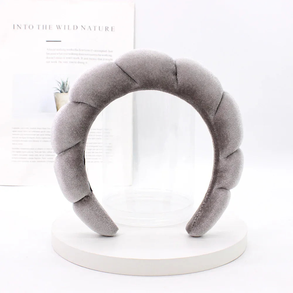 Sponge Spa Headband Velvet Washing Face Wide Padded Headband Skin Care Makeup Removal Shower for Women Girls Hair Accessories
