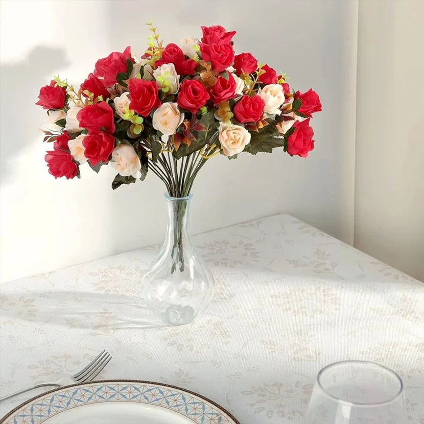 Artificial Flowers Silk Rose Wedding Home Festival Room Decoration Bride Bouquet Diy Scrapbooking Garland Wall Photography Props