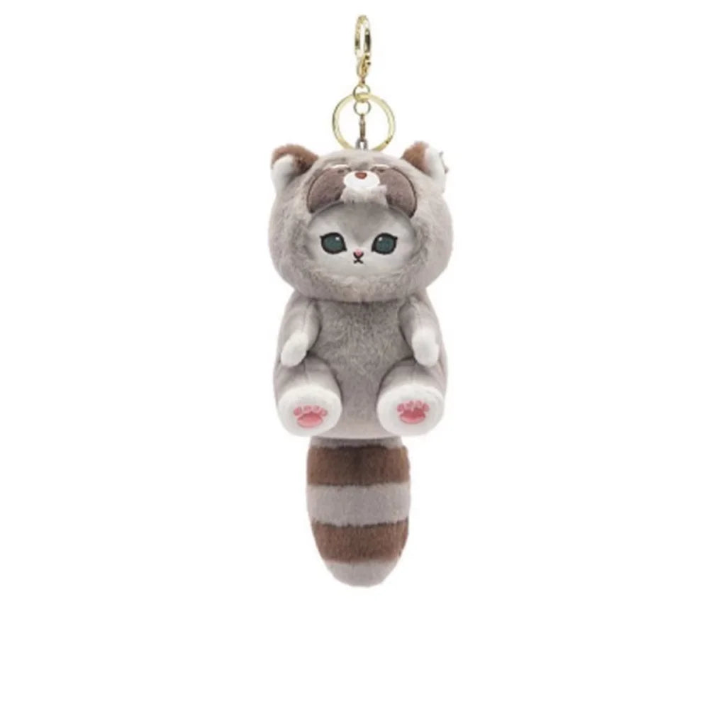 Cute Cat Disguised as a Long-Tailed Animal Plush Keychain Pendant Small Doll Gift Soft Keyring for Animal Lovers