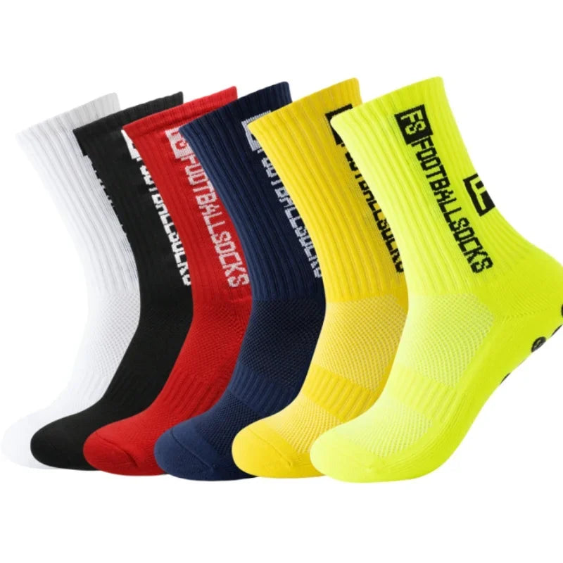 6Pairs/Lot FS Football Socks New Style Round Silicone Suction Cup Grip Anti Slip Soccer Socks Sports Men Baseball Rugby Socks