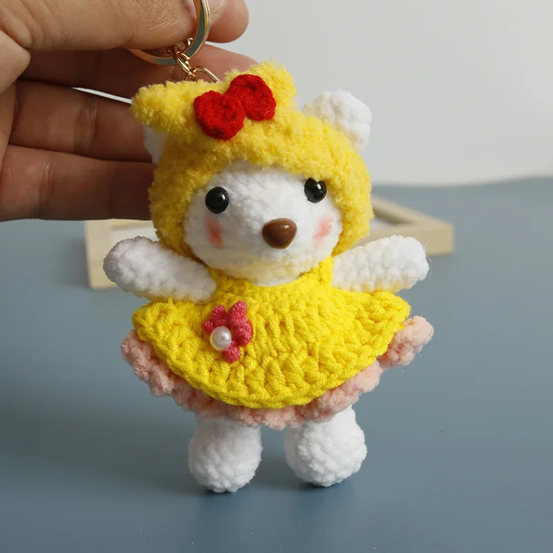 Cartoon Animal Doll Series Handmake Crochet Keychain Cute Sheep Doll Keyrings Crochet Puppy Keychains Gifts Custom Accessories