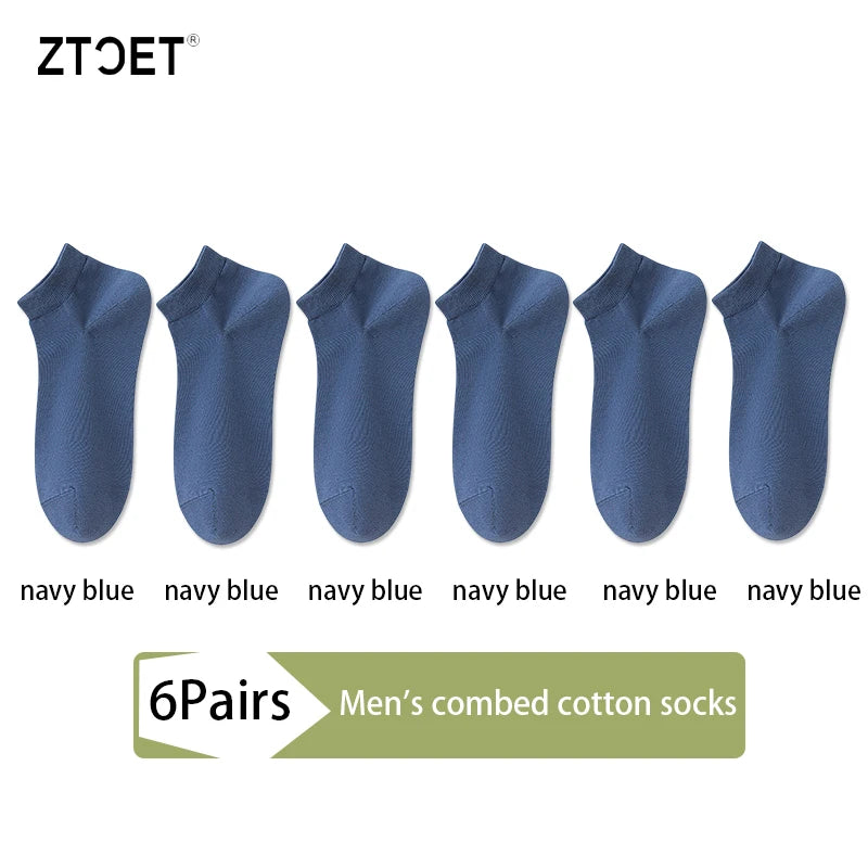 6Pairs High Quality Men Combed Cotton Socks Short Breathable Odor proof and antibacterial Business Spring Summer for Male sock