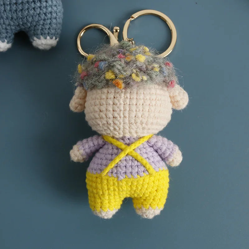 Cartoon Animal Doll Series Handmake Crochet Keychain Cute Sheep Doll Keyrings Crochet Puppy Keychains Gifts Custom Accessories